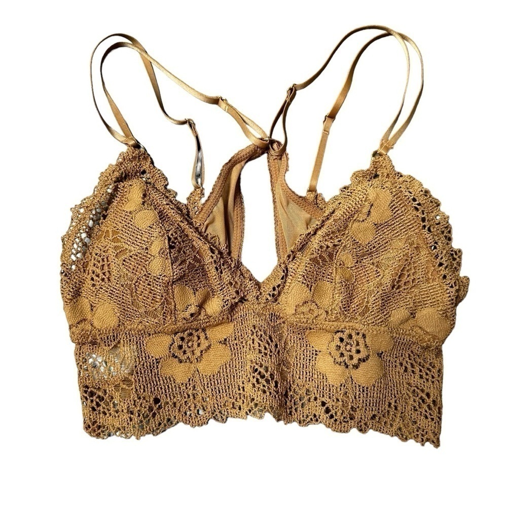 Aerie Lace Bralette Mustard Summer Gold, XS